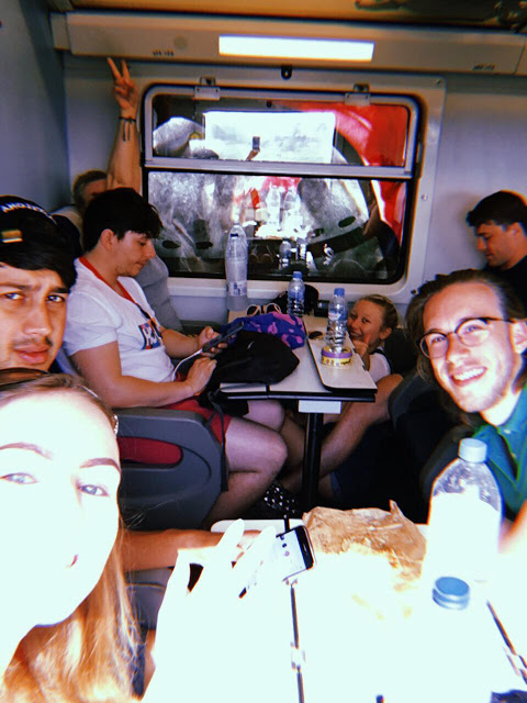 group of people on a train