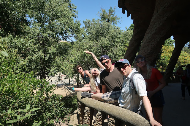 group of tourists at park guell, barcelona